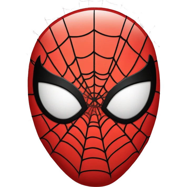 Create a circular Spider-Man-inspired face. Use bold red with black web patterns and large white eyes outlined in black. Keep it clean, comic-style, and focused on the face only—no text or background emoji