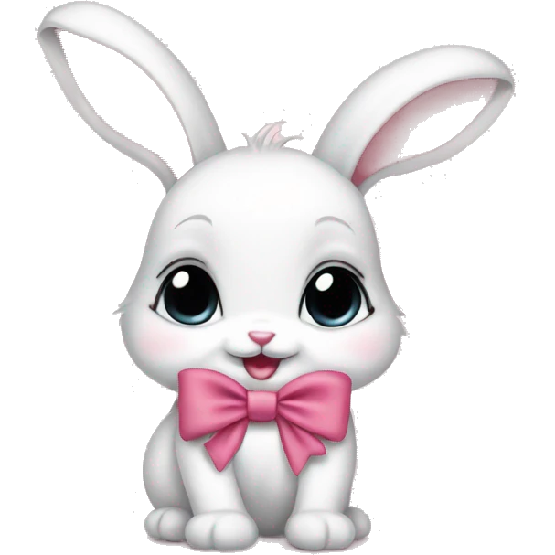 Baby bunny with coquette bow on ear emoji