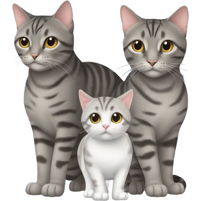 two gray tabby cats, one bigger and one smaller emoji