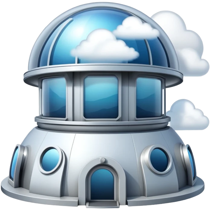 High-altitude observatory surrounded by clouds emoji