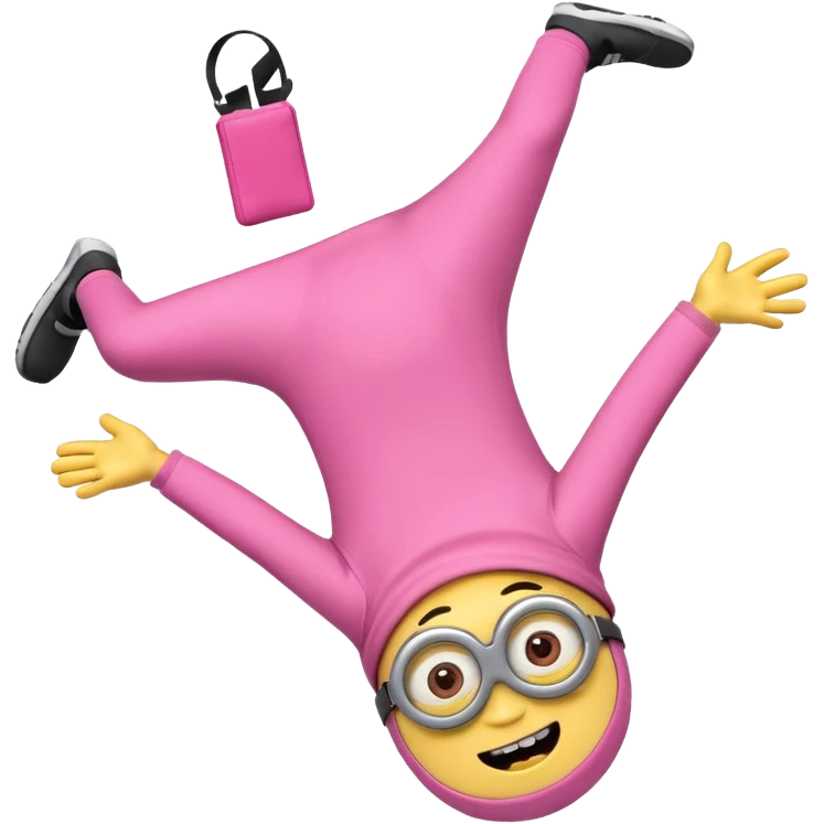 a pink minon doing a backflip  emoji