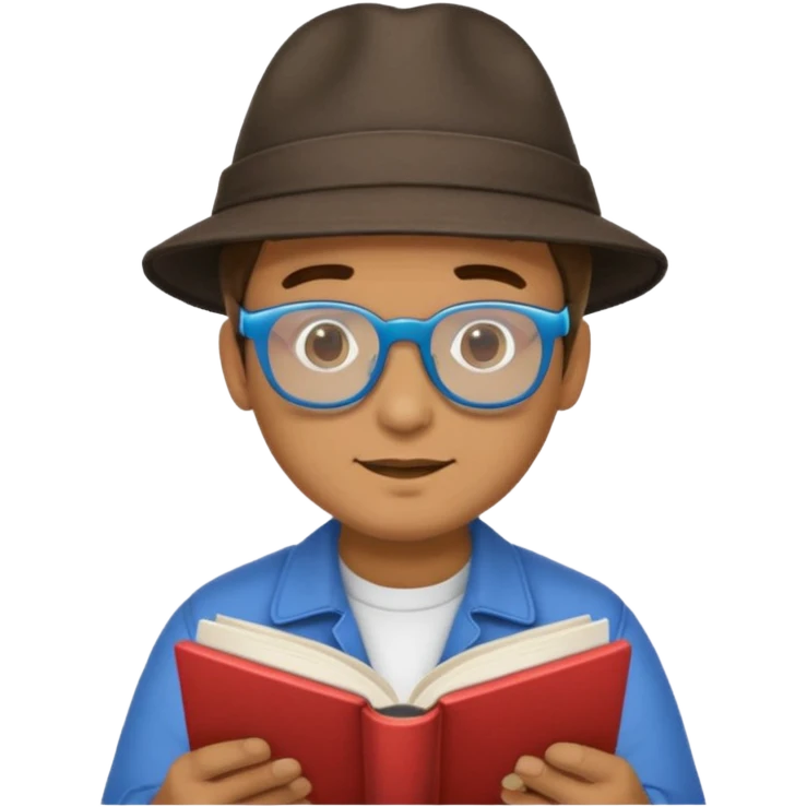 man reading a book colored glasses emoji