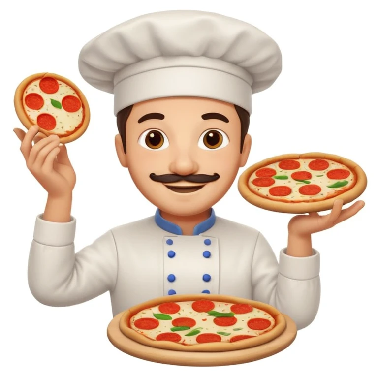 smiling Italian chef spinning pizza dough emoji