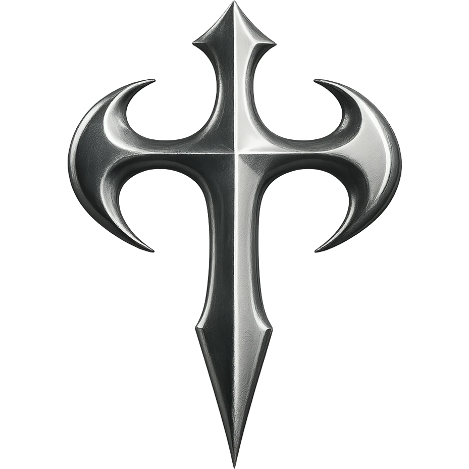 Claymore organization symbol from the anime, metallic effect emoji