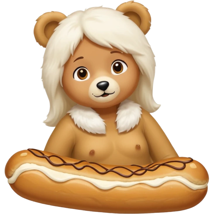 Butterscotch éclair and white girl bear combined  emoji