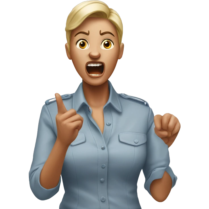 colleague screaming "Aleksina" with finger poin emoji
