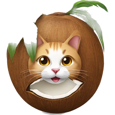 Coconut with a cat inside emoji