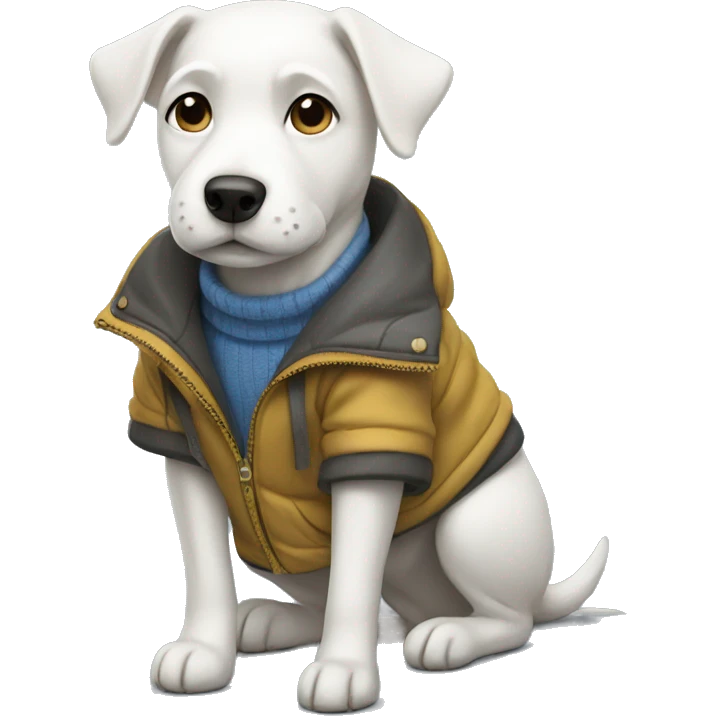 White dog with a jacket emoji