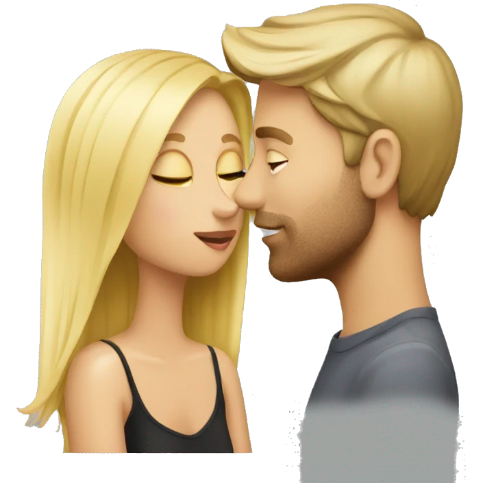 A guy is kissing blond girl emoji