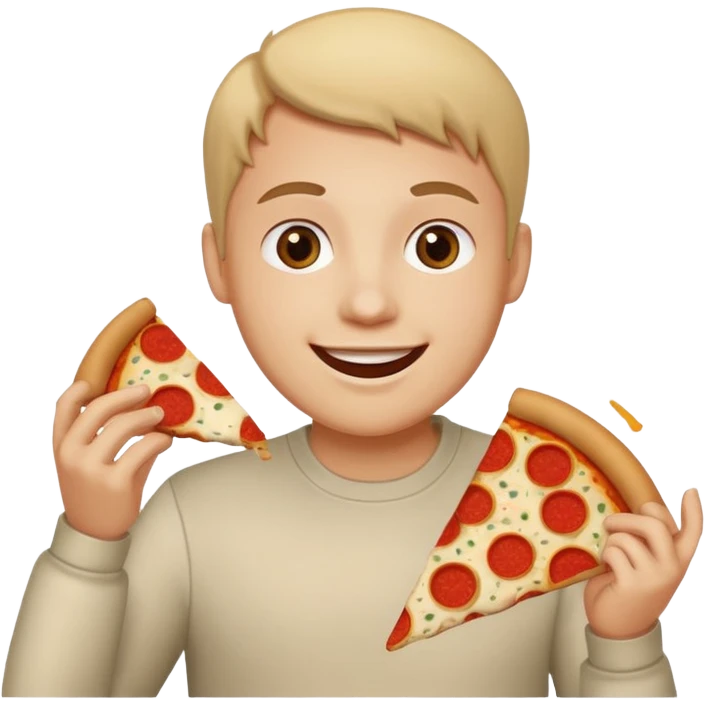 Happy face eating pizza emoji