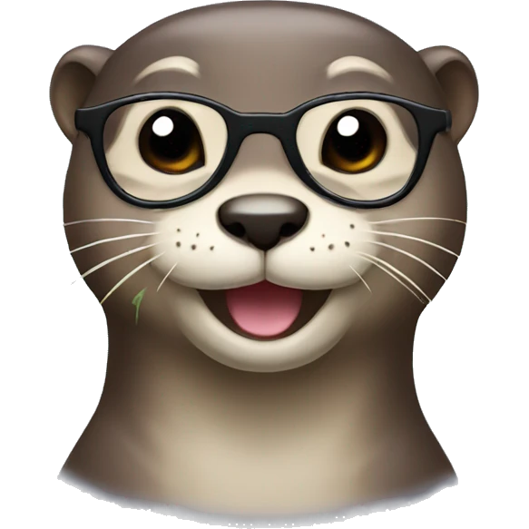 Happy otter with glasses emoji