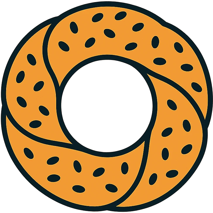 color outline icon style simit bread, round, crisp, visible sesame seeds, clear and friendly look emoji
