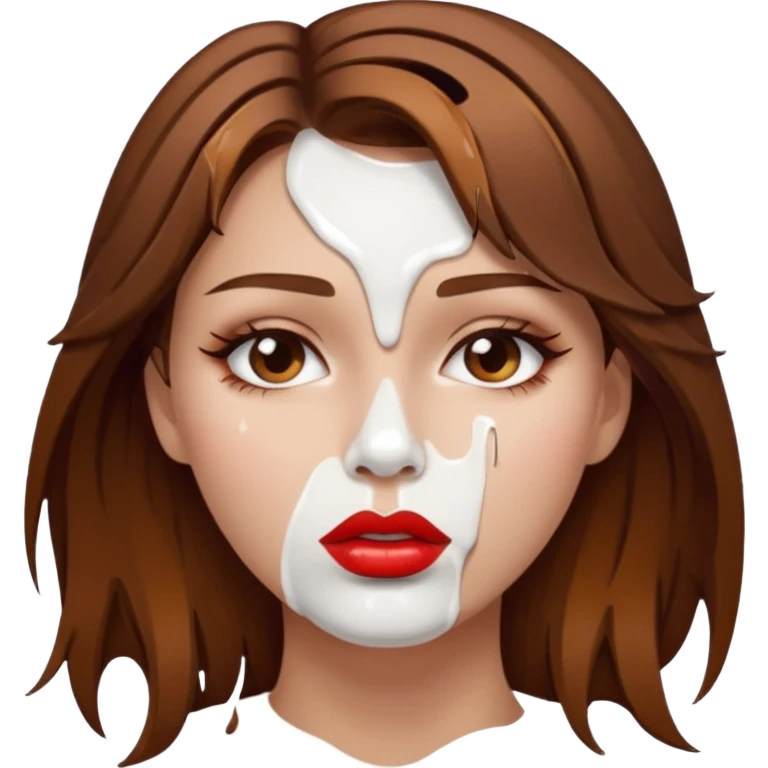 Brown Hair, Woman, white paint drip, face, hot, Sexy, lips emoji