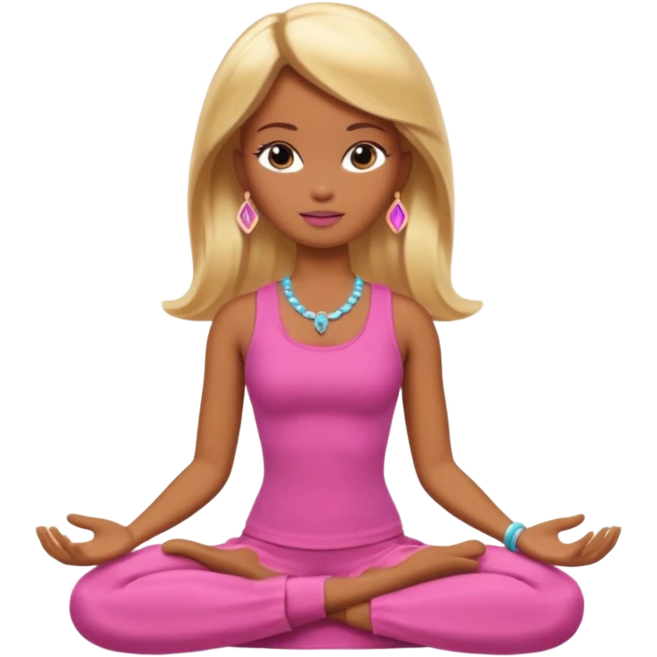 Brown skin blonde hair Barbie meditating  emoji