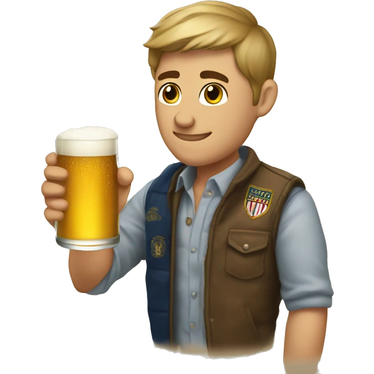 Make a frat boy drinking a beer emoji