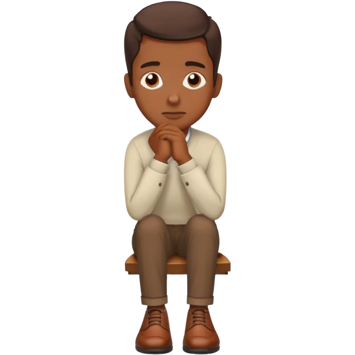 person with brown shoes, hand on chin, thinking emoji
