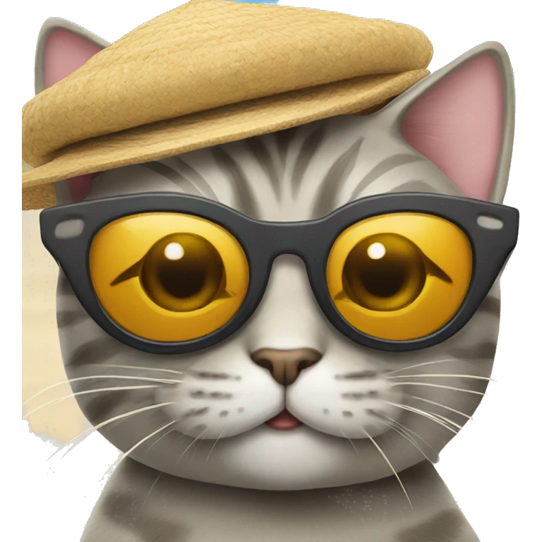 cat with sunglasses at the beach emoji