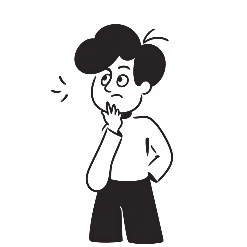 a person with a tilted head, rolling eyes, annoyed and frustrated, hand-drawn doodle style emoji