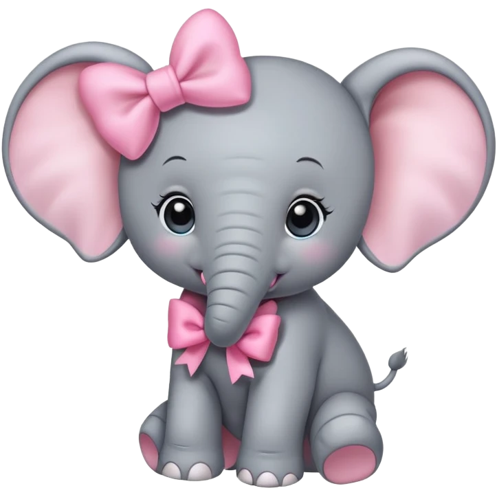 elephant baby pink bow emoji