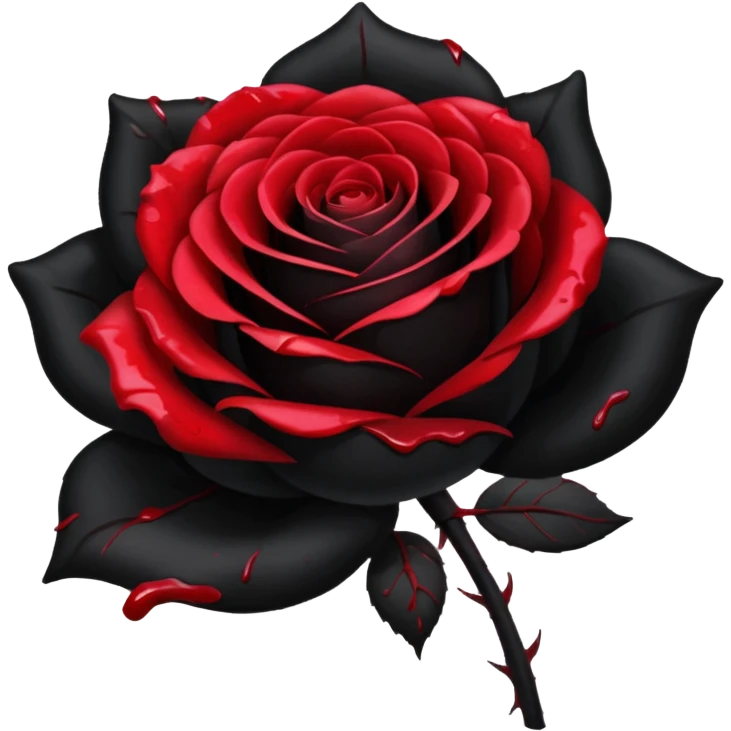 A pitch black aesthetic rose with crimson blood splattered onto it  emoji