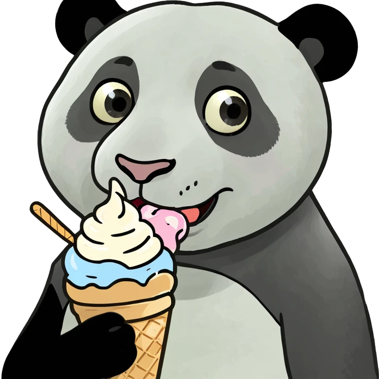 Panda eating ice cream emoji