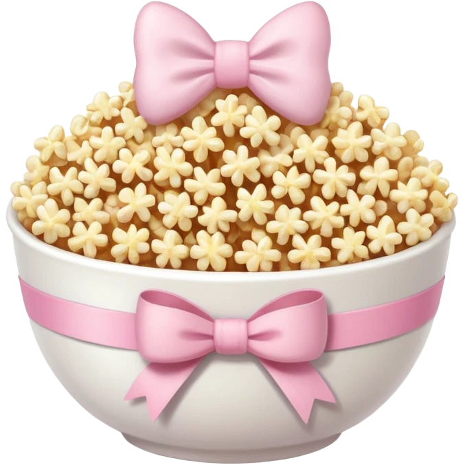 popcorn soft texture in white bowl with pink pastel bow emoji