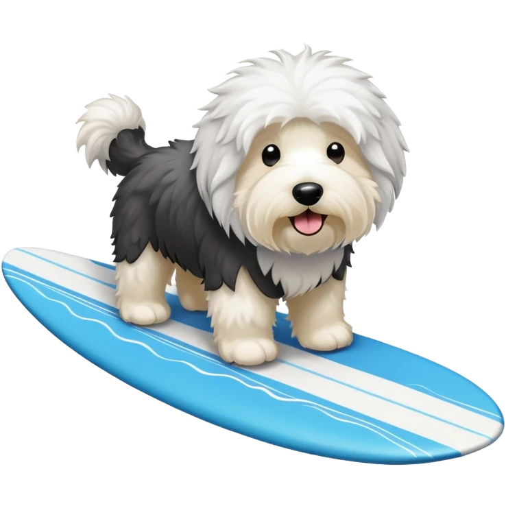 old english sheepdog surfing emoji