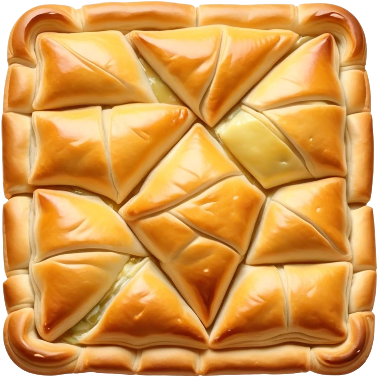 cinematic-realistic-burek-sa-sirom-dish-emoji,-showcasing-a-flaky-pastry-filled-with-cheese-rendered-with-crisp-textures-and-appetizing,-warm-lighting. emoji