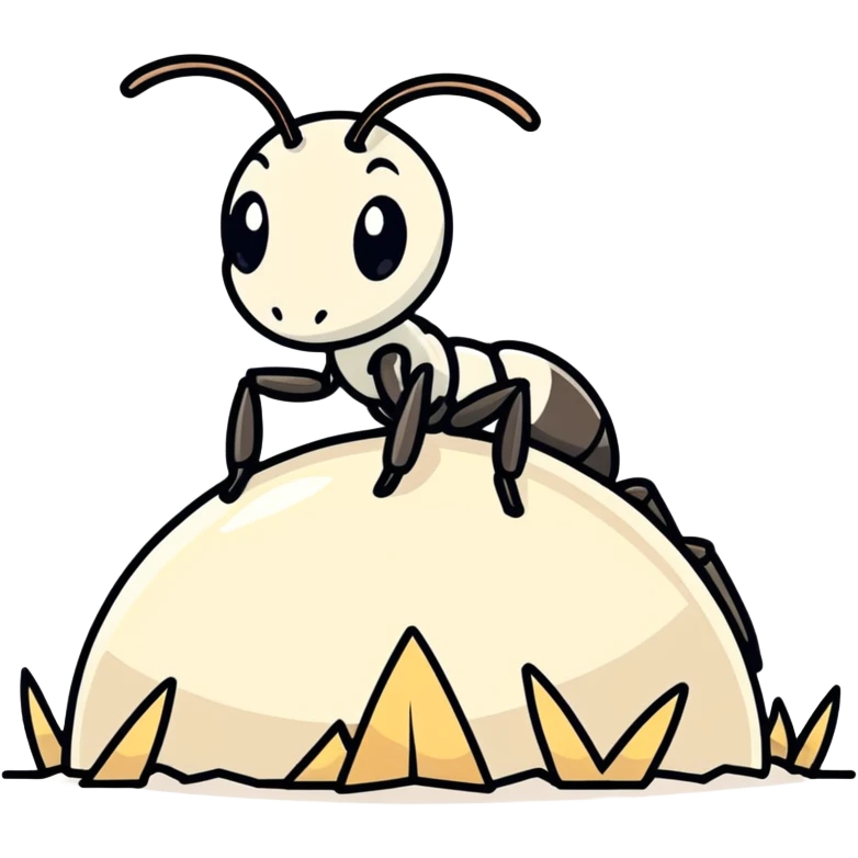 Ant sitting sideways on a grain of rice emoji