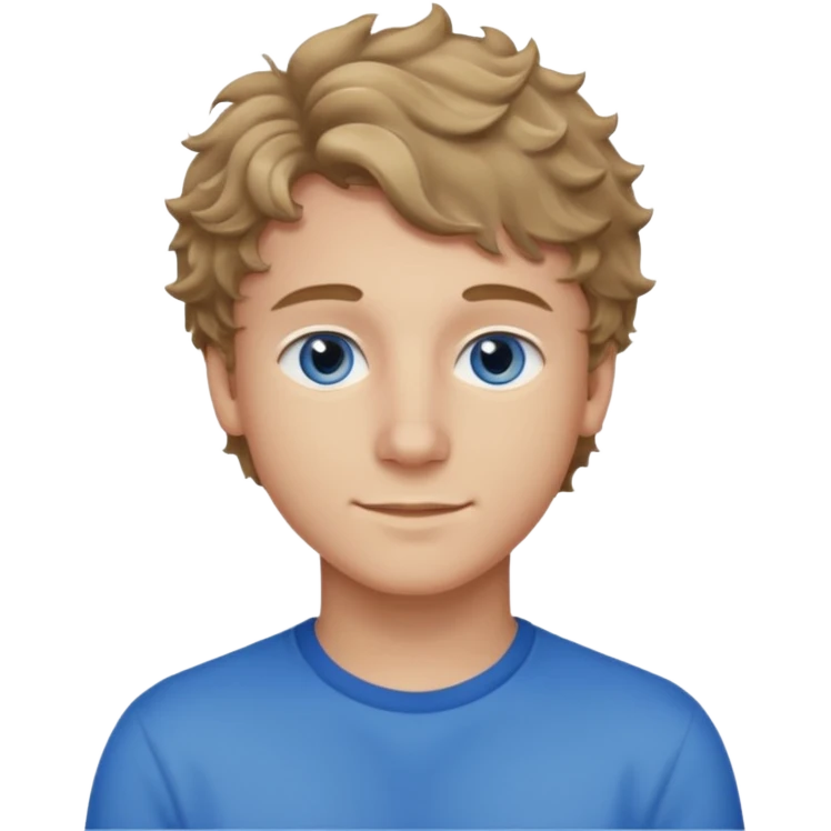 20 year old boy with slightly curly dark blonde hair and blue eyes  emoji