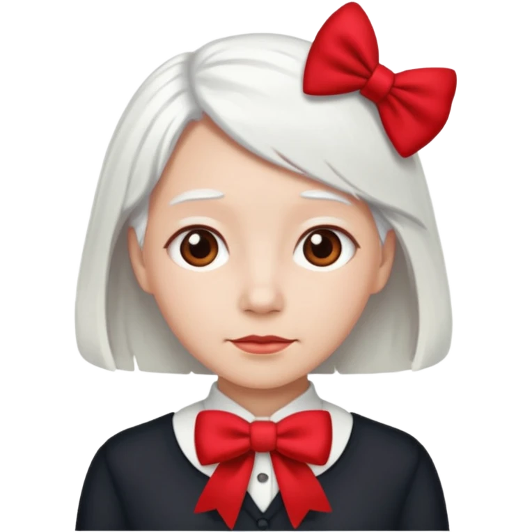 back view of white hair with red bow emoji