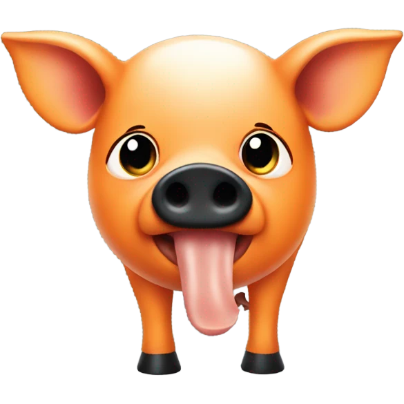 Orange pig with black patches eating corn emoji