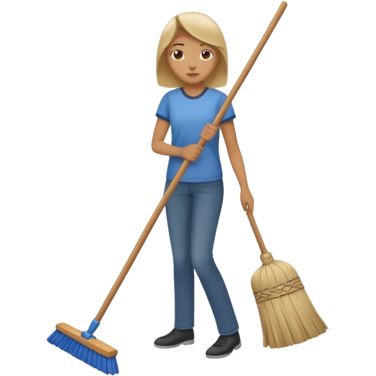 Person sweeping the floor with one broom emoji