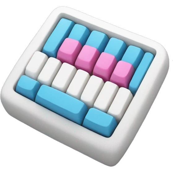 3D keyboard in cute format with blue-pink eyes and mouth emoji