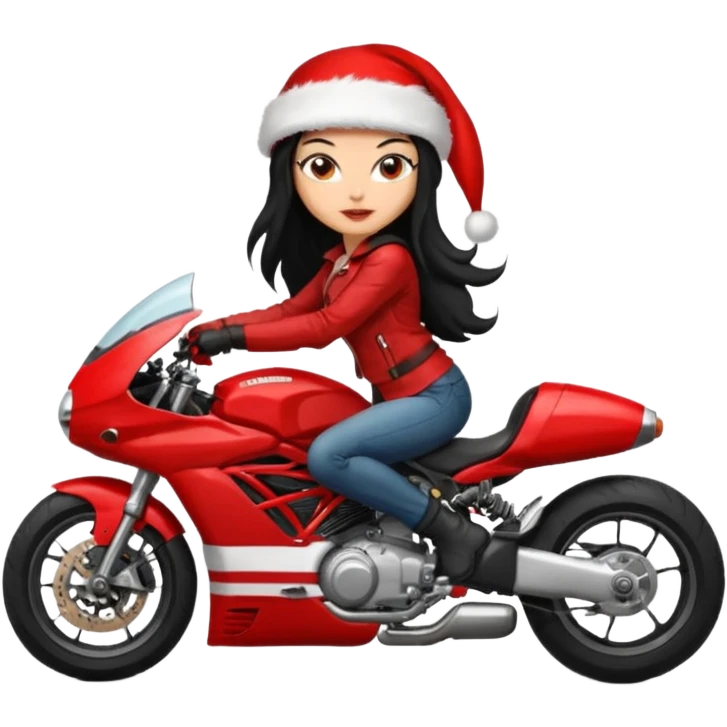 biker girl black long hair moto christmas ducati emoji