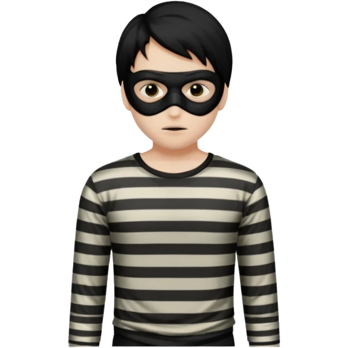 Thief in black mask and stripped shirt emoji