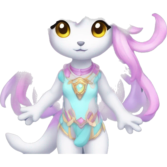 Cute Kawaii Anthro Sona Colorful Ethereal Pretty see Godly Celestial Shiny Fakemon Full Body emoji