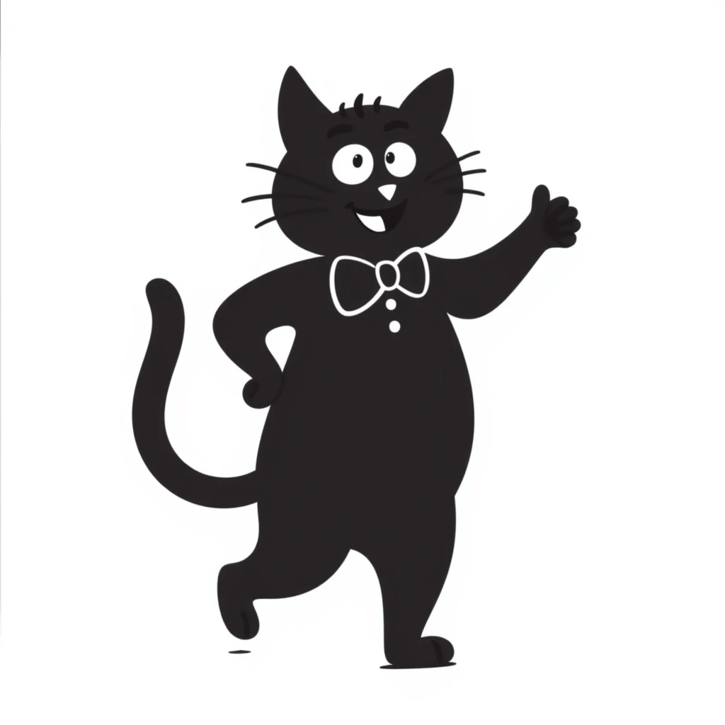 a dancing cat, hand drawn doodle style emoji