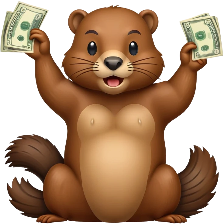 Beaver holding up money and flexing emoji