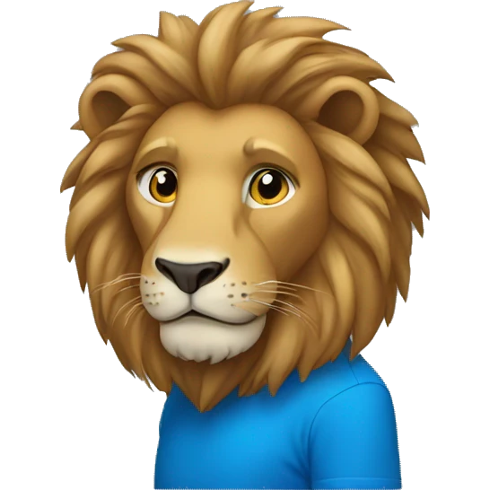 A lion wearing a blue t-shirt emoji