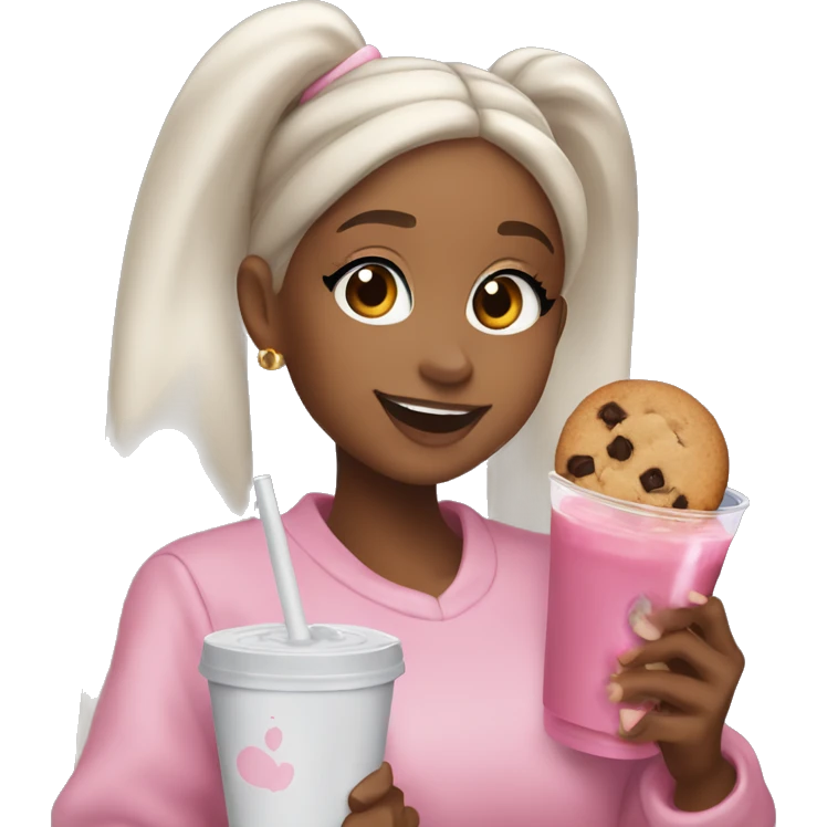 ariana grande black holding juice and cookies emoji