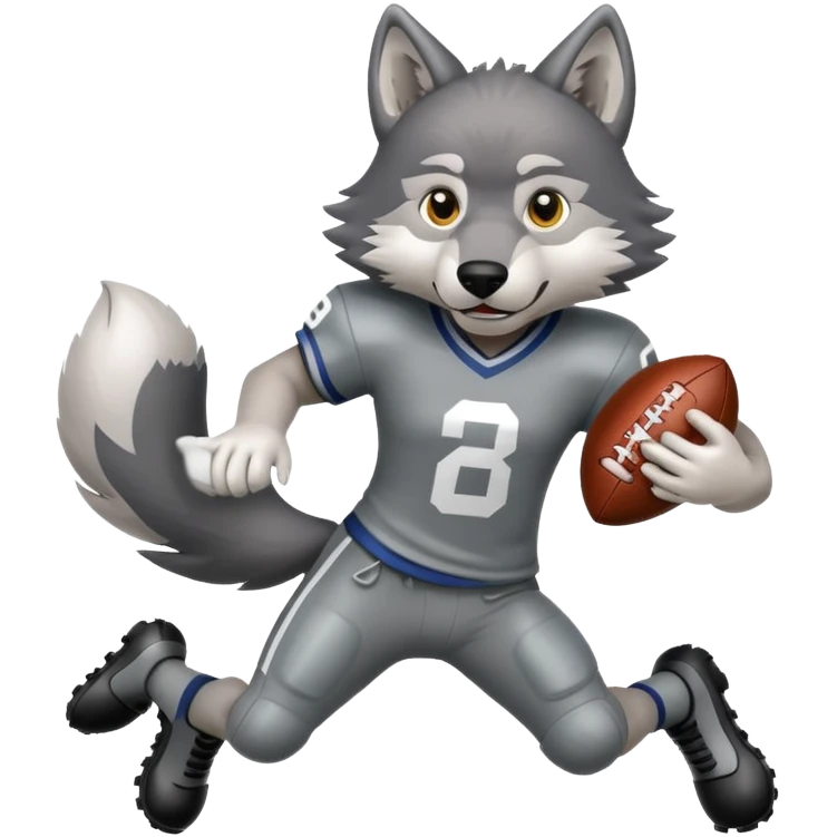 Wolf playing football, holding a football emoji