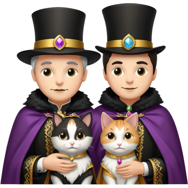 magician couple and their pet cat emoji