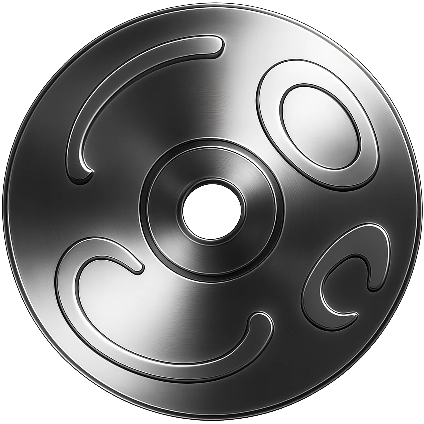 A minimalist CD disc with abstract pattern, glowing effect, neon pink color emoji