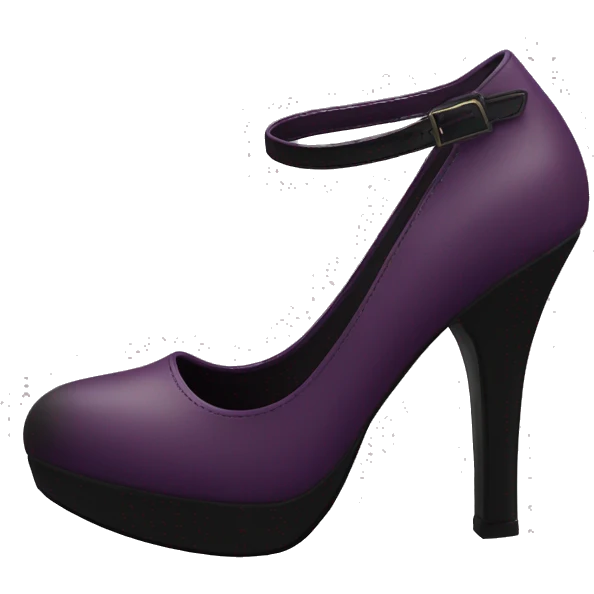 Realistic pair of dark plum purple with black details closed toe high high heel emoji