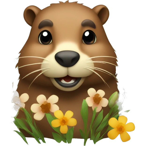 Beaver with flowers emoji