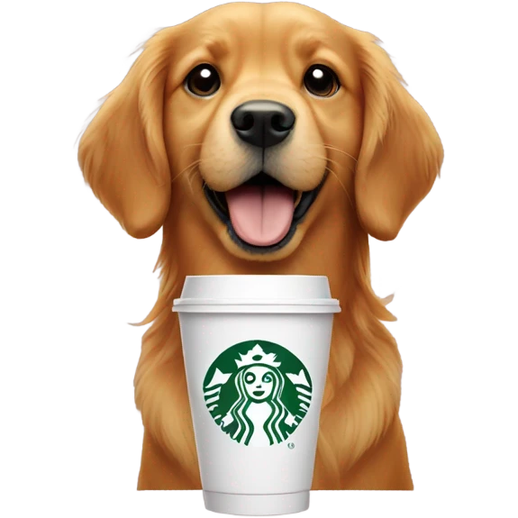Red Golden retriever with starbucks emoji
