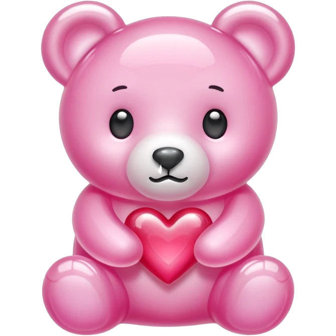 white jelly bear heart jelly pink emoji