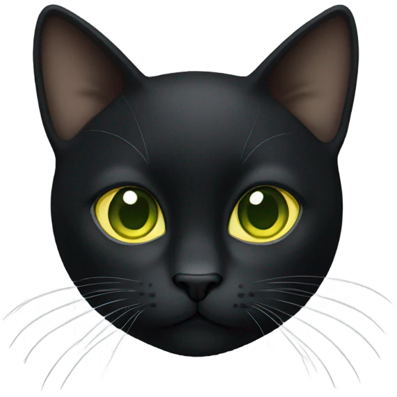 Black cat with white chin with yellow-green eyes emoji