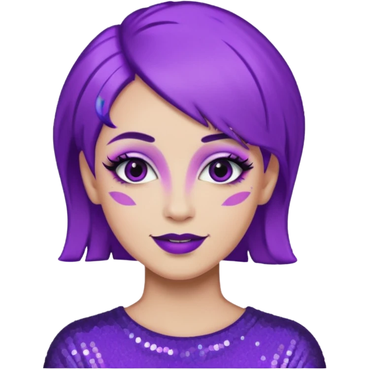 glitter purple gamer non-binary happy purple hair emoji